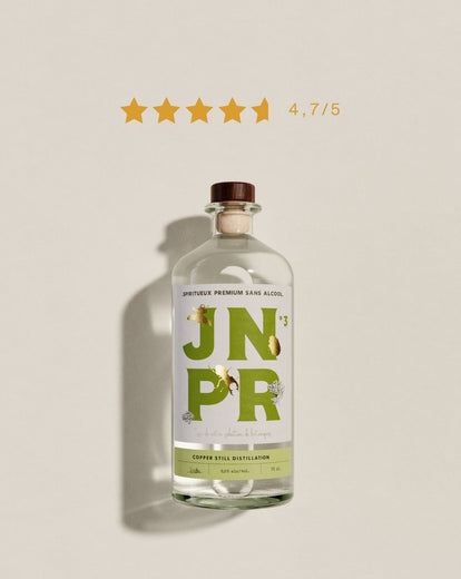 gin sans alcool jnpr 3 frais botanique verveine genièvre spiritueux sans alcool apéritif cocktail paloma sans sucre